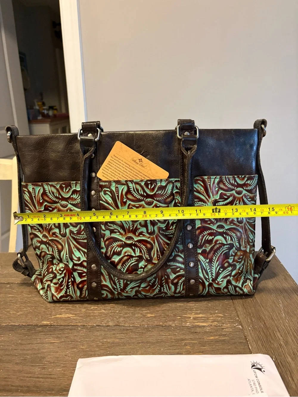 Gently Used Patricia Nash Tooled Turquoise Leather Shoulder Bag